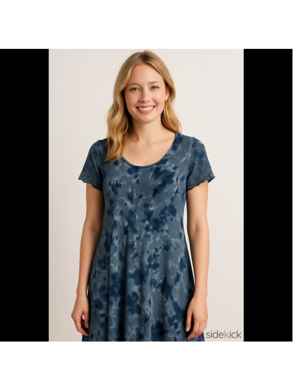 Women's Sakkas Tie-Dye Mini Dress Blue White Size S boho soft cozy casual y2k
